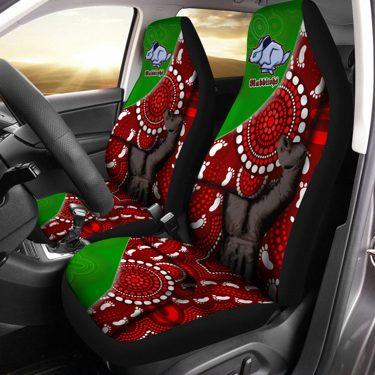 rabbitohs-rugby-aboriginal-custom-patronage-car-seat-cover-south-sydney-rabbitohs-bloods-in-my-veins
