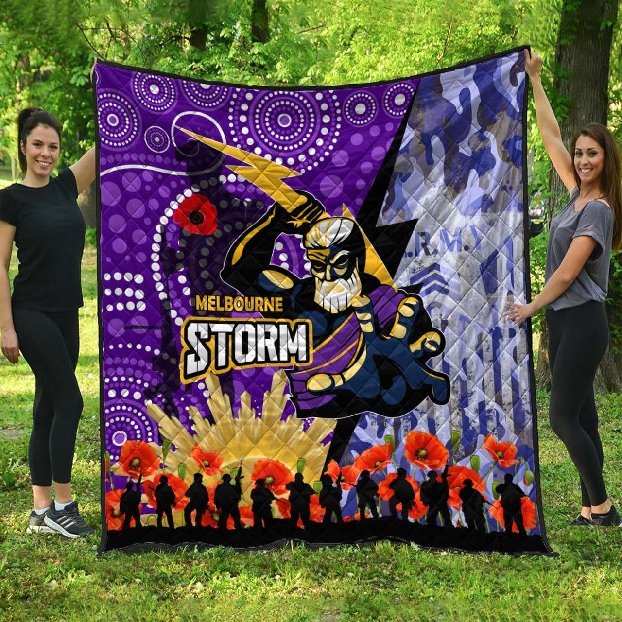 storm-rugby-anzac-aboriginal-quilt-melbourne-storm-with-remembrance-day-poppy-flower-quilt