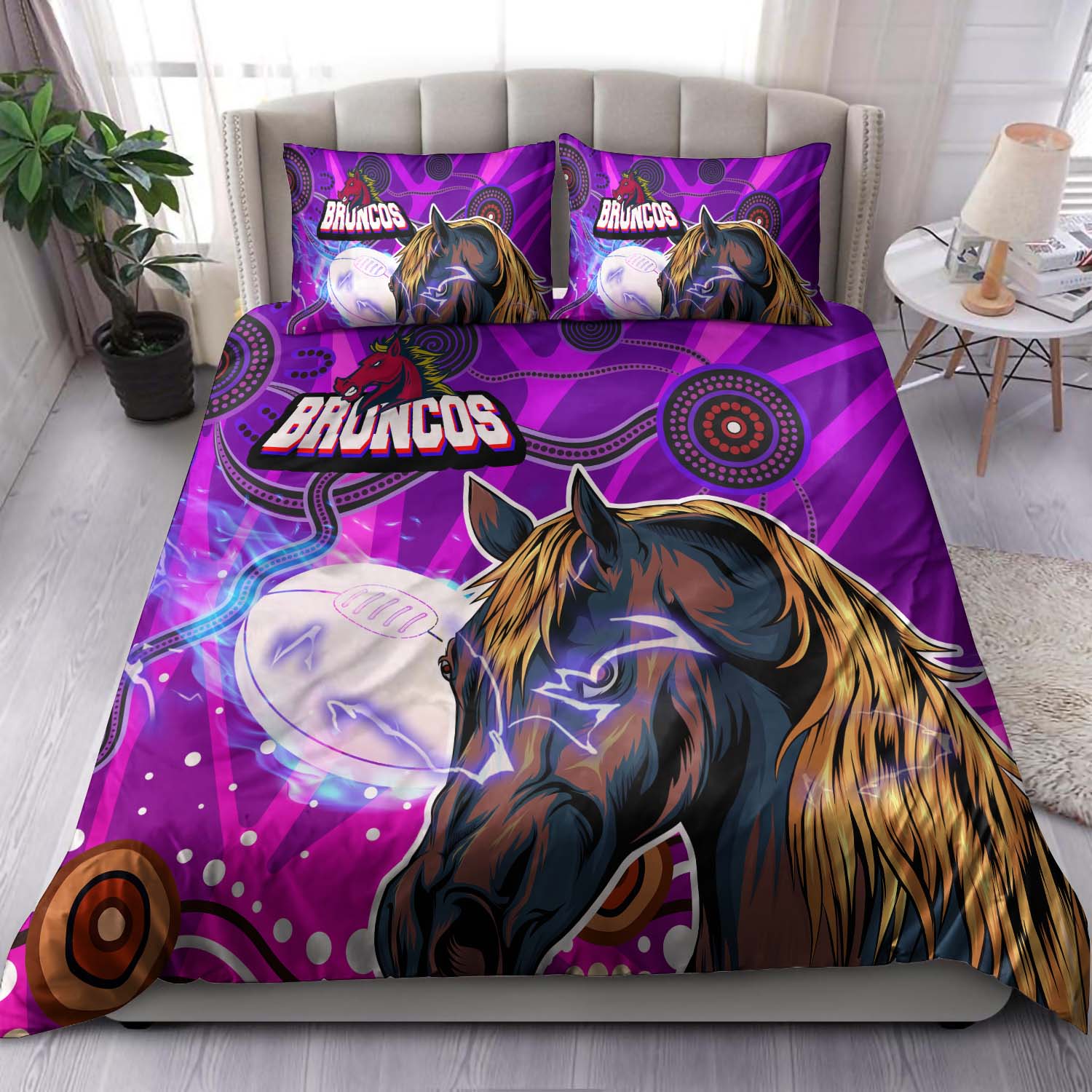 broncos-rugby-bedding-set-custom-broncos-horse-rugby-with-aboriginal-low-poly-style-bedding-set