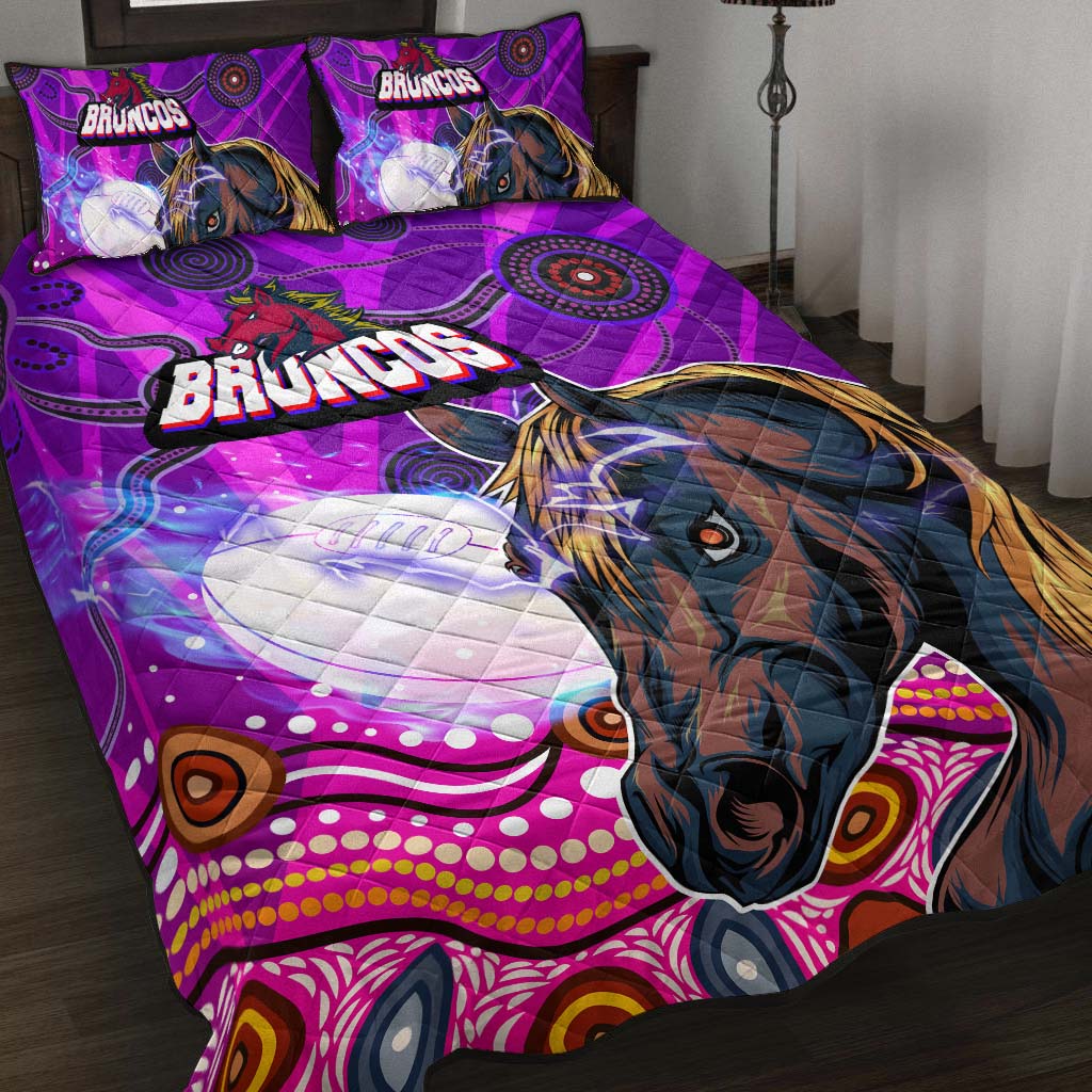 broncos-rugby-quilt-bed-set-custom-broncos-horse-rugby-with-aboriginal-low-poly-style-quilt-bed-set