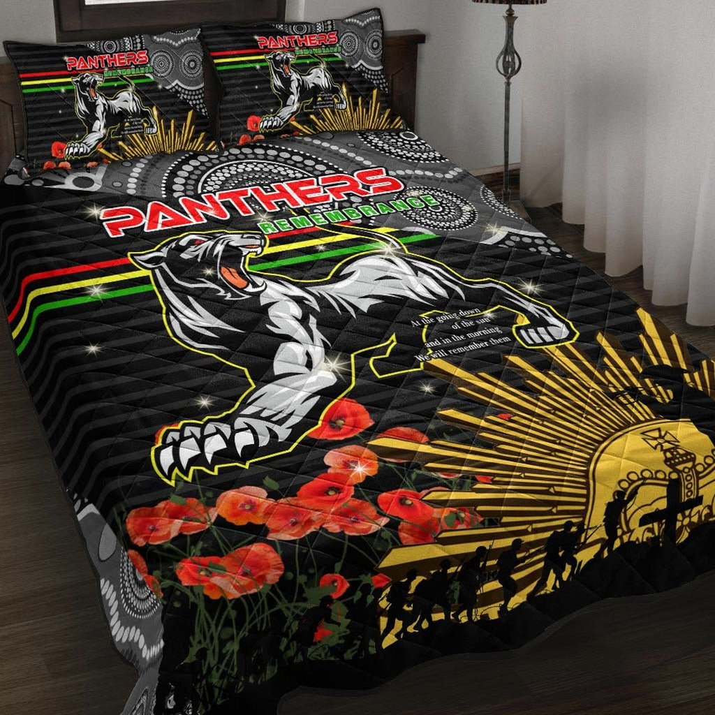 panthers-rugby-anzac-aboriginal-quilt-bed-set-penrith-panthers-with-poppy-flower-art-quilt-bed-set