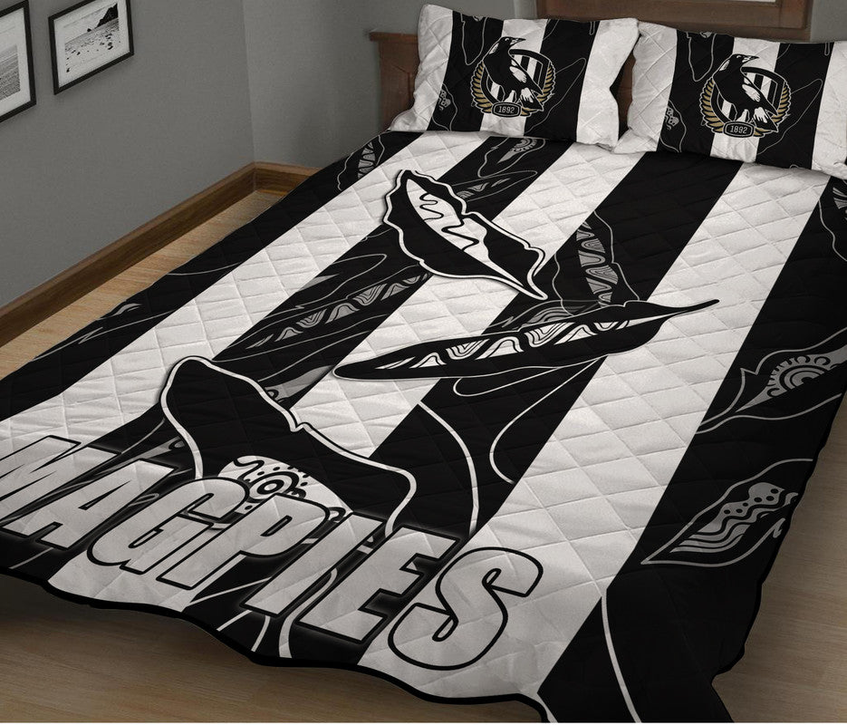 collingwood-magpies-quilt-bed-set-indigenous-guernsey-no1-version