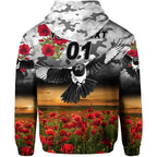 (Custom Personalised) Collingwood Magpies ANZAC Zip Up And Pullover Hoodie Poppy Vibes LT8