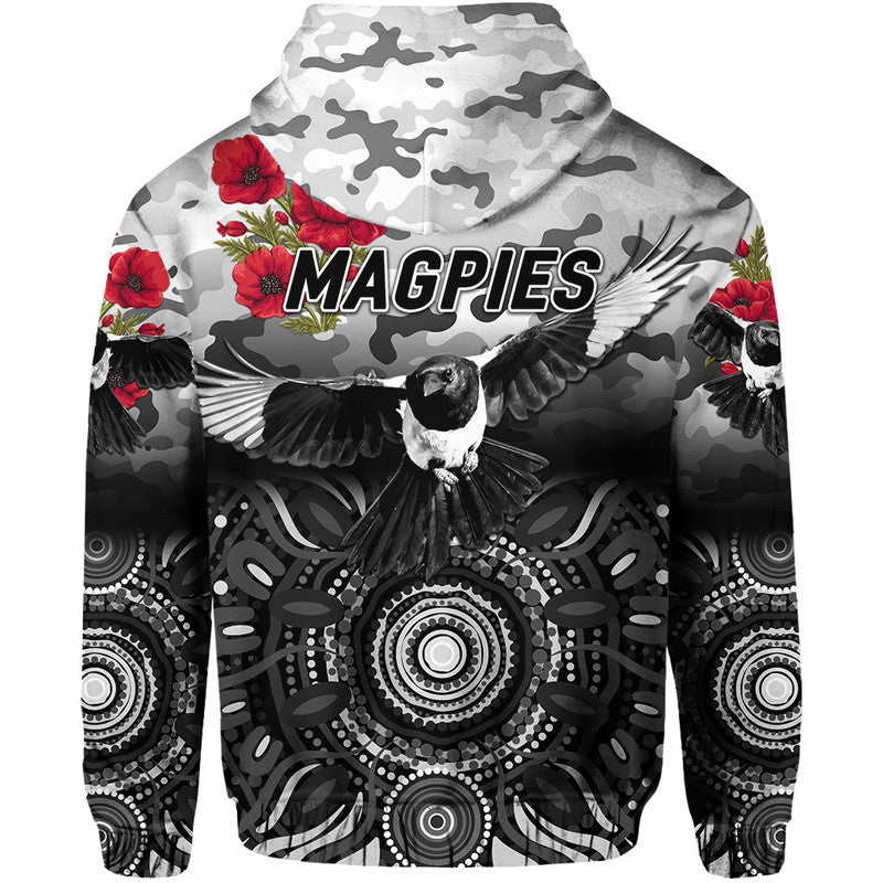 Collingwood Magpies ANZAC Zip Up And Pullover Hoodie Indigenous Vibes LT8