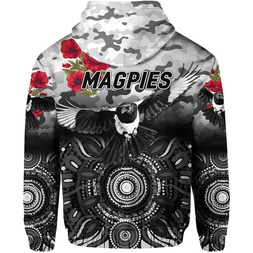 Collingwood Magpies ANZAC Zip Up And Pullover Hoodie Indigenous Vibes LT8