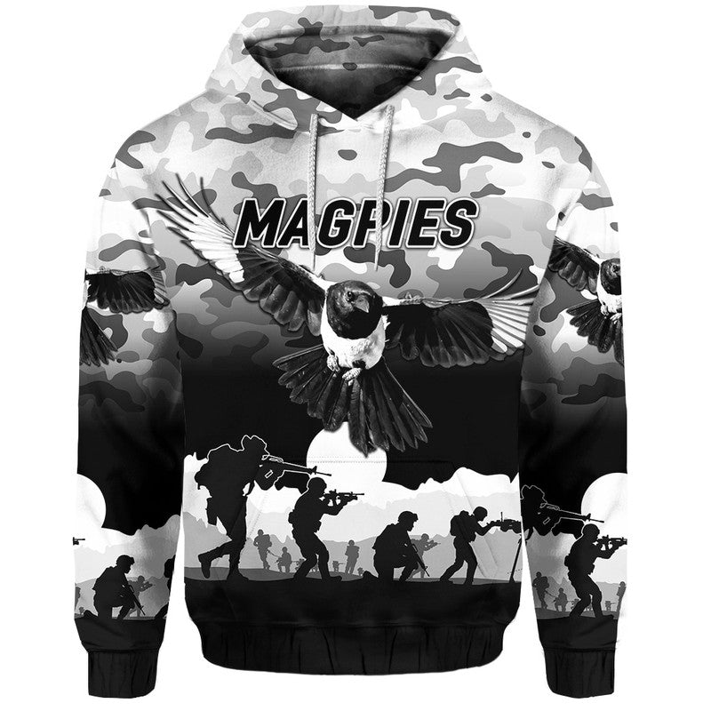 (Custom Personalised) Collingwood Magpies ANZAC Zip Up And Pullover Hoodie Simple Style LT8