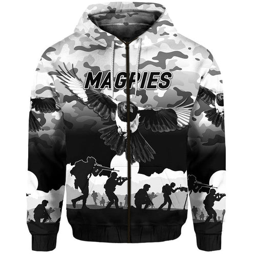 Collingwood Magpies ANZAC Zip Up And Pullover Hoodie Simple Style LT8