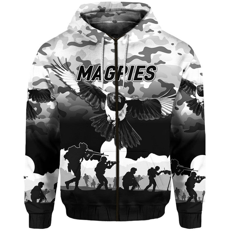(Custom Personalised) Collingwood Magpies ANZAC Zip Up And Pullover Hoodie Simple Style LT8