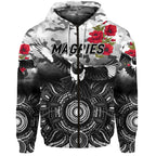 (Custom Personalised) Collingwood Magpies ANZAC Zip Up And Pullover Hoodie Indigenous Vibes LT8