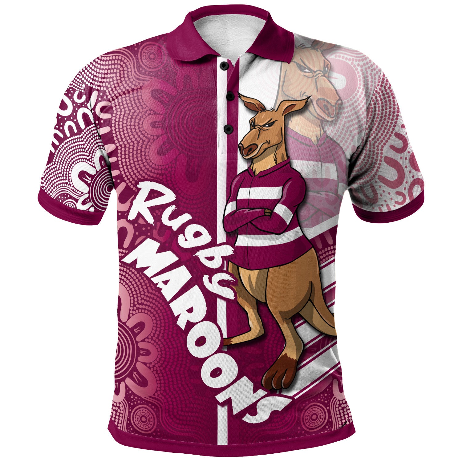 maroons-rugby-polo-shirt-custom-kangaroo-aboriginal-indigenous-sport-style-polo-shirt
