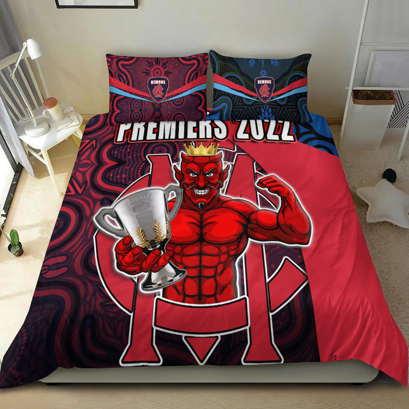 melbourne-football-2022-premiers-bedding-set-demons-indigenous-style
