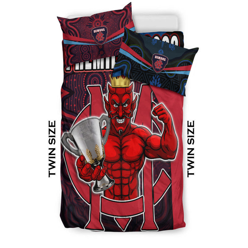 melbourne-football-2022-premiers-bedding-set-demons-indigenous-style