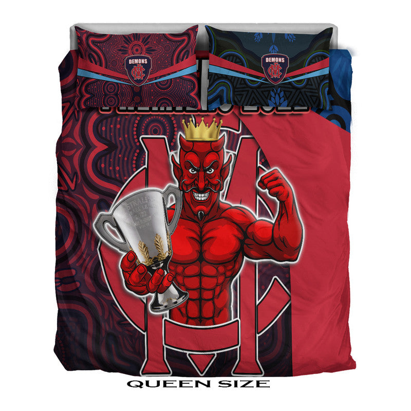 melbourne-football-2022-premiers-bedding-set-demons-indigenous-style