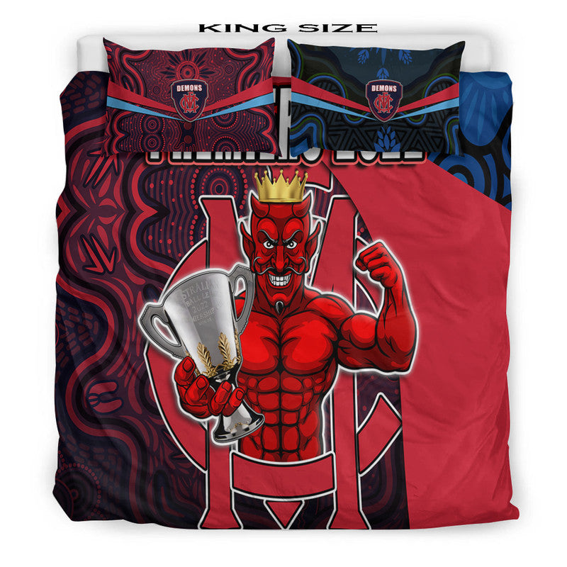 melbourne-football-2022-premiers-bedding-set-demons-indigenous-style