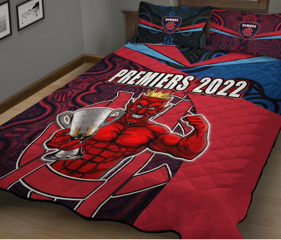 melbourne-football-2022-premiers-quilt-bed-set-demons-indigenous-style
