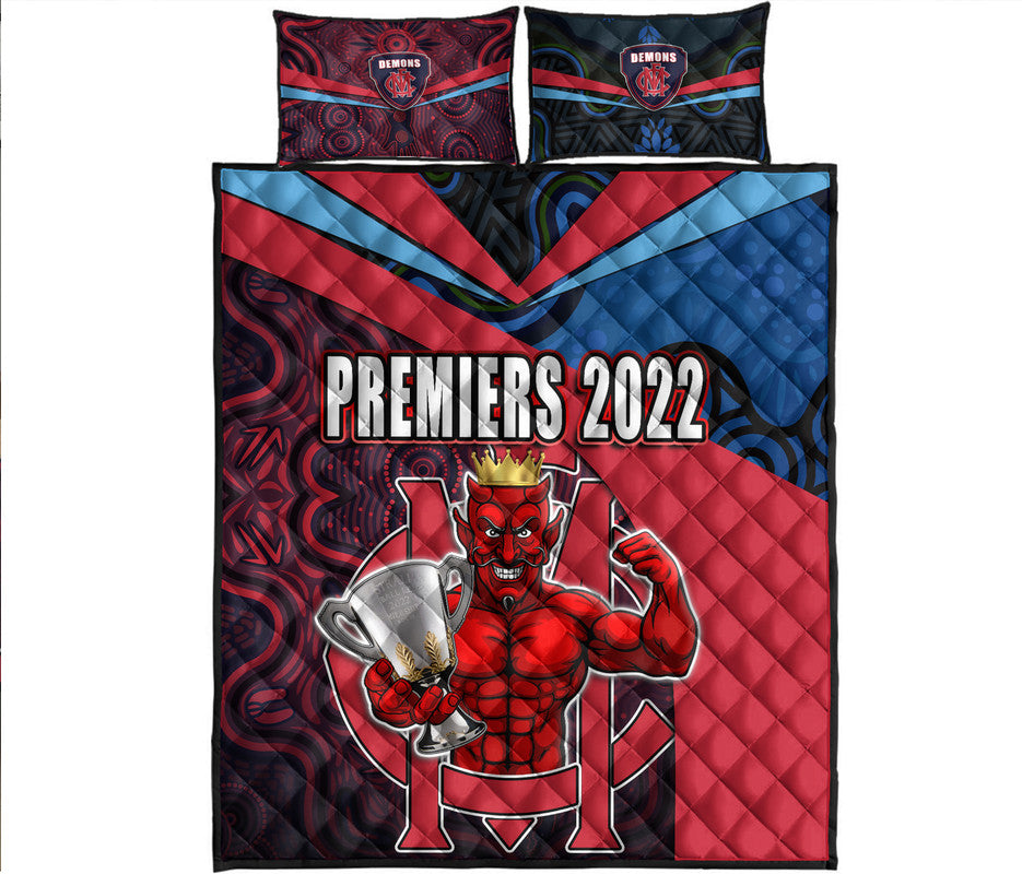 melbourne-football-2022-premiers-quilt-bed-set-demons-indigenous-style