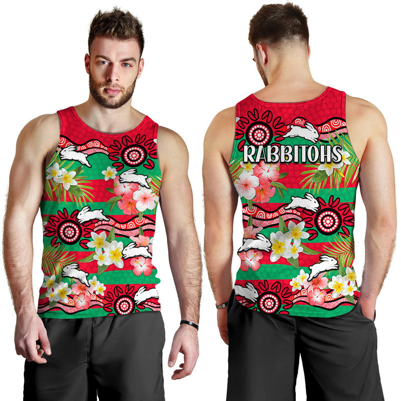 rabbitohs-rugby-men-tank-top-tropical-flowers-and-palm-hawaiian-style