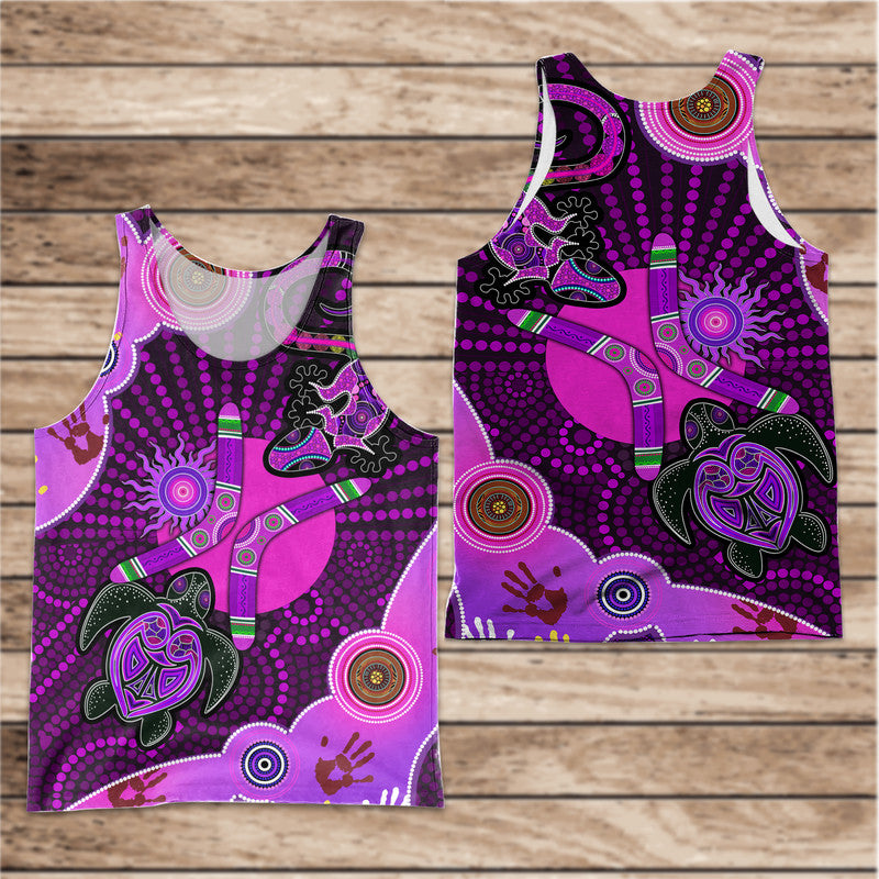 aboriginal-purple-turtle-lizard-sun-men-tank-top