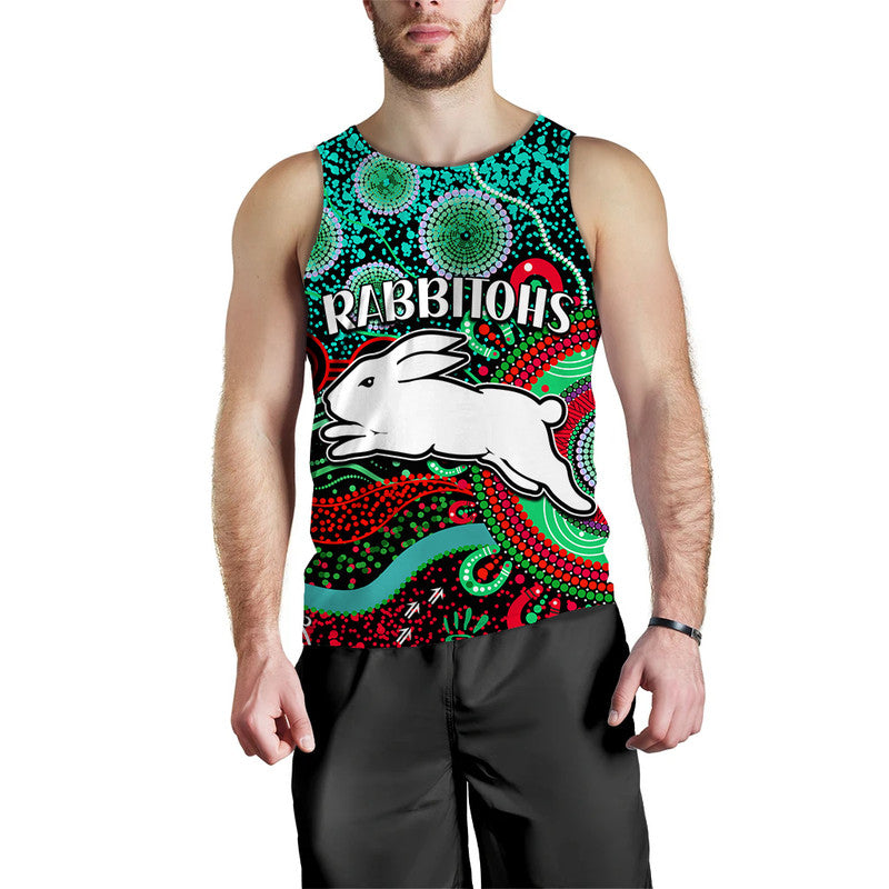 custom-personalised-rabbitohs-rugby-men-tank-top-aboriginal-dots