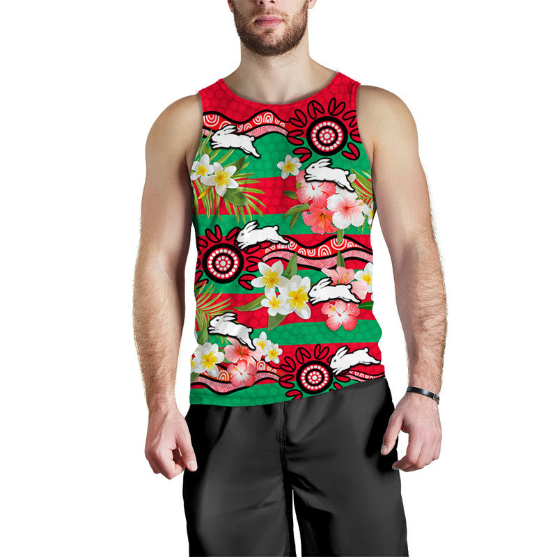 rabbitohs-rugby-men-tank-top-tropical-flowers-and-palm-hawaiian-style
