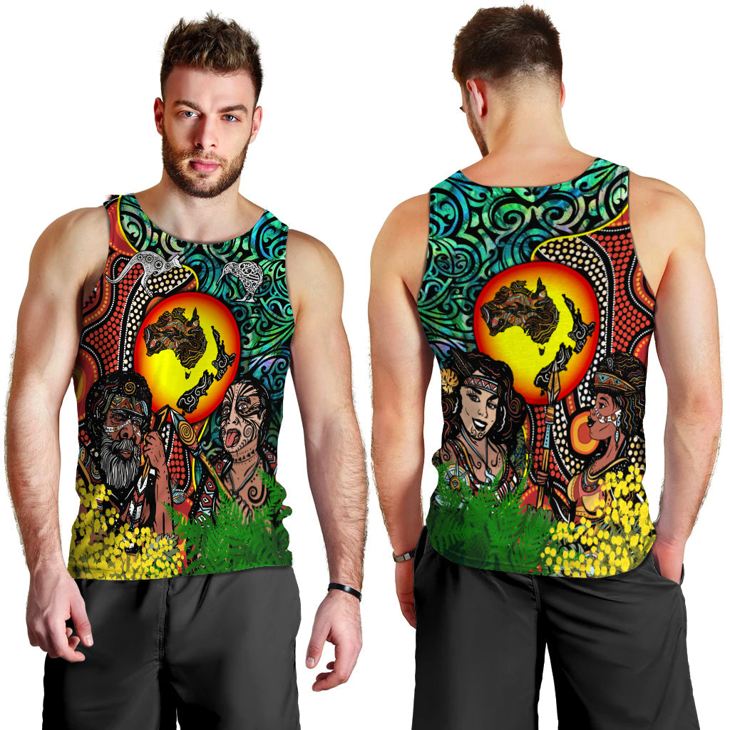 Australia Aboriginal Kangaroo Combine New Zealand Maori Kiwi Bird Men Tank Top - LT2