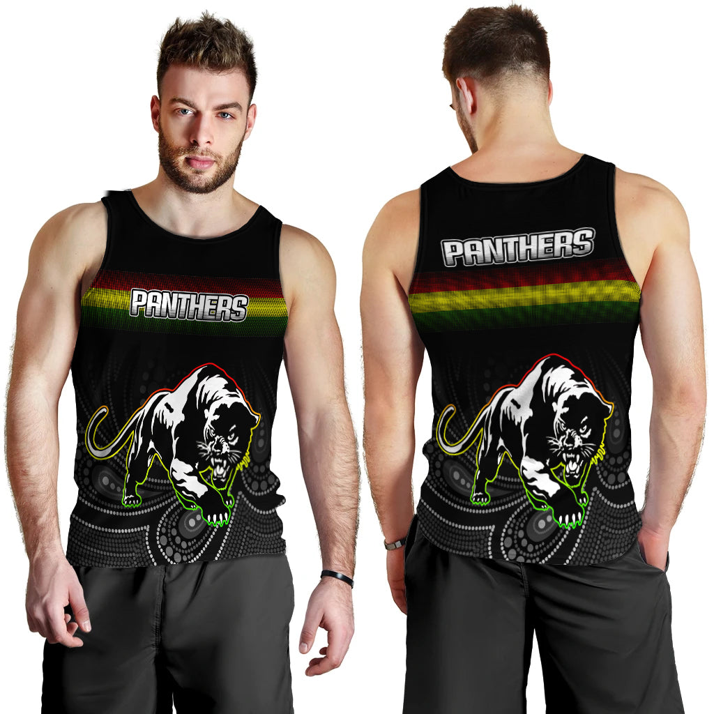 Black Panthers Rugby League Aboriginal Men Tank Top - LT2