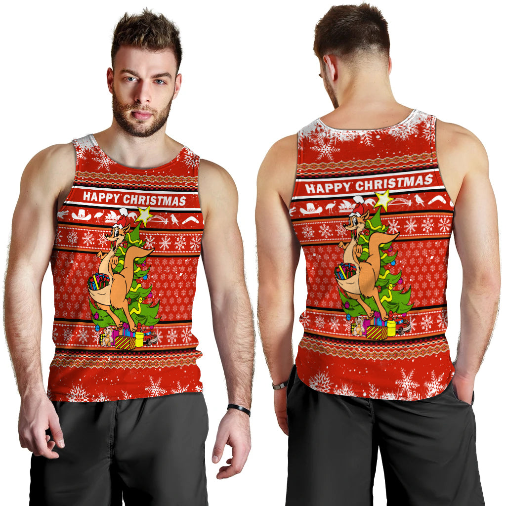 Australia Christmas Kangaroo Aboriginal Pattern Men Tank Top - LT2