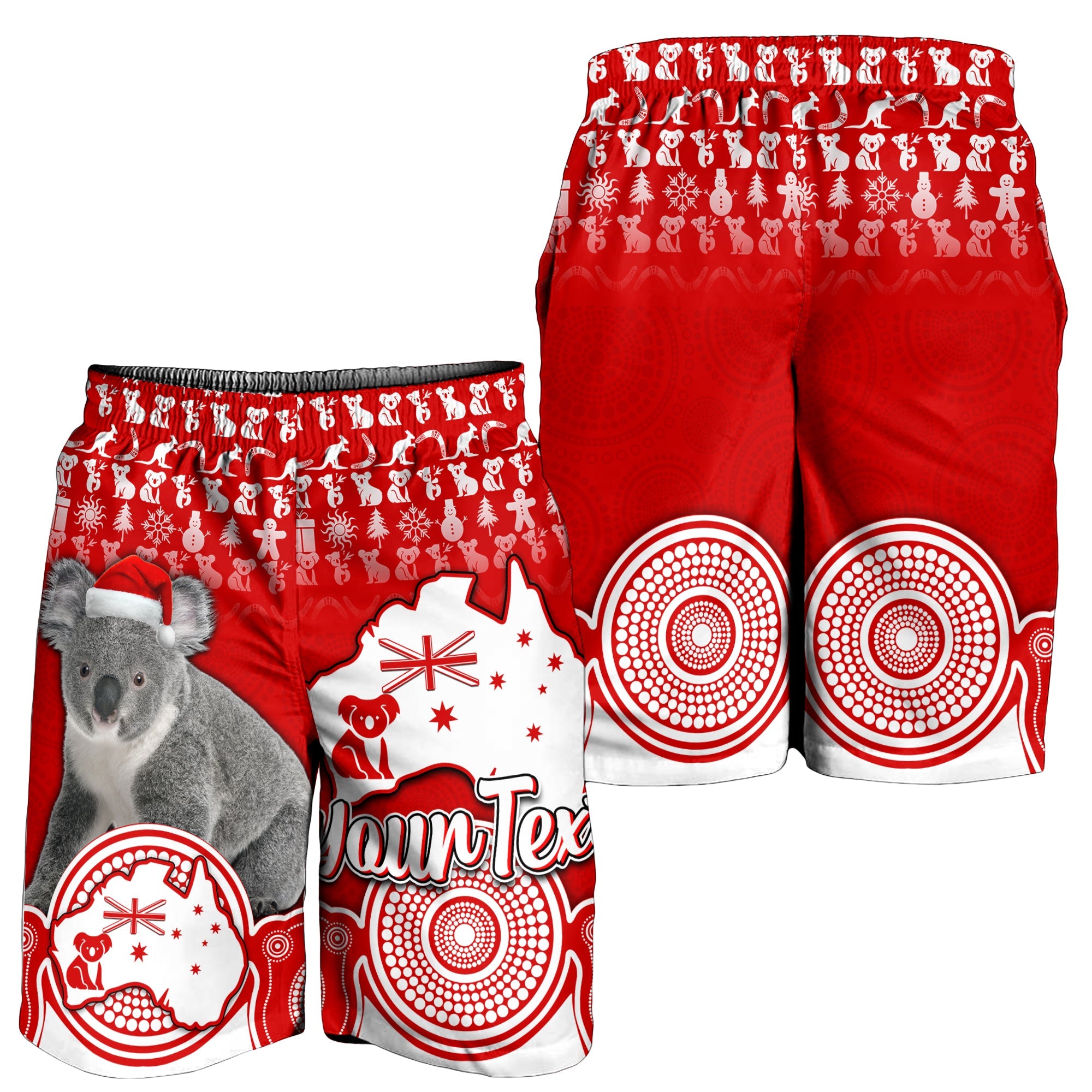 custom-personalised-australian-koala-christmas-vibe-with-aboriginal-dot-painting-style-no2-men-shorts