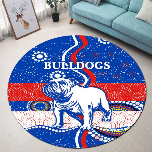 western-round-carpet-bulldogs-unique-indigenous