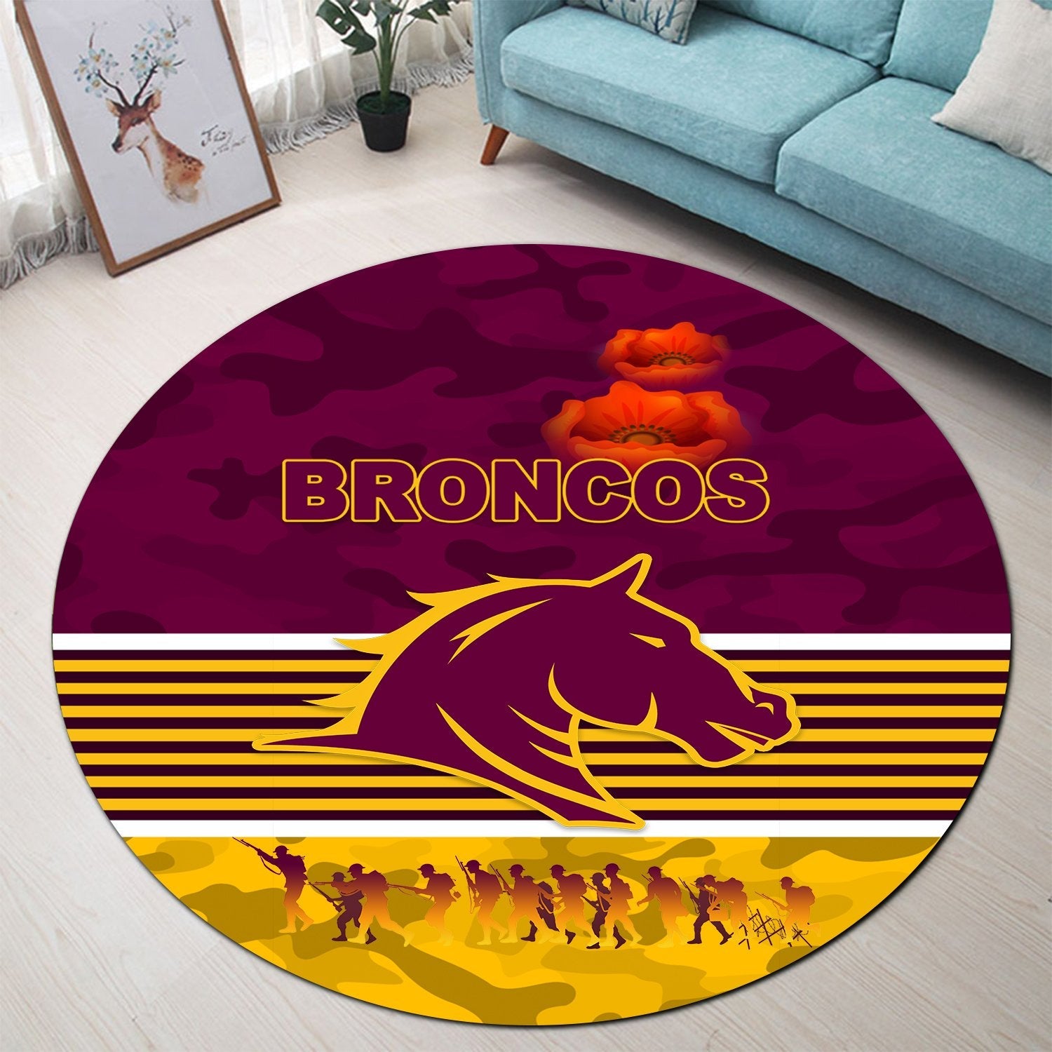 brisbane-broncos-round-carpet-anzac-day-simple-style-maroon