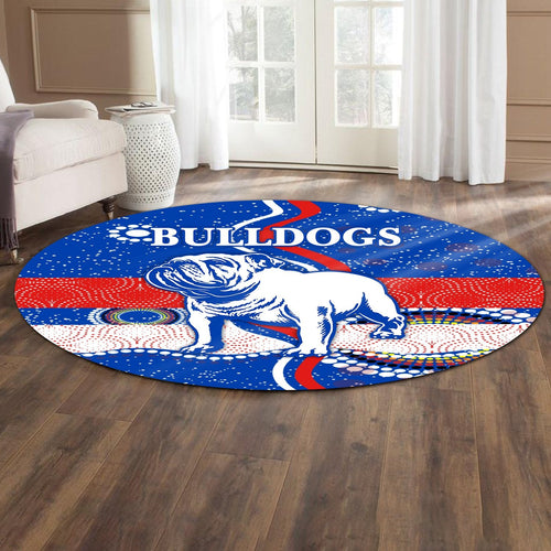 western-round-carpet-bulldogs-unique-indigenous