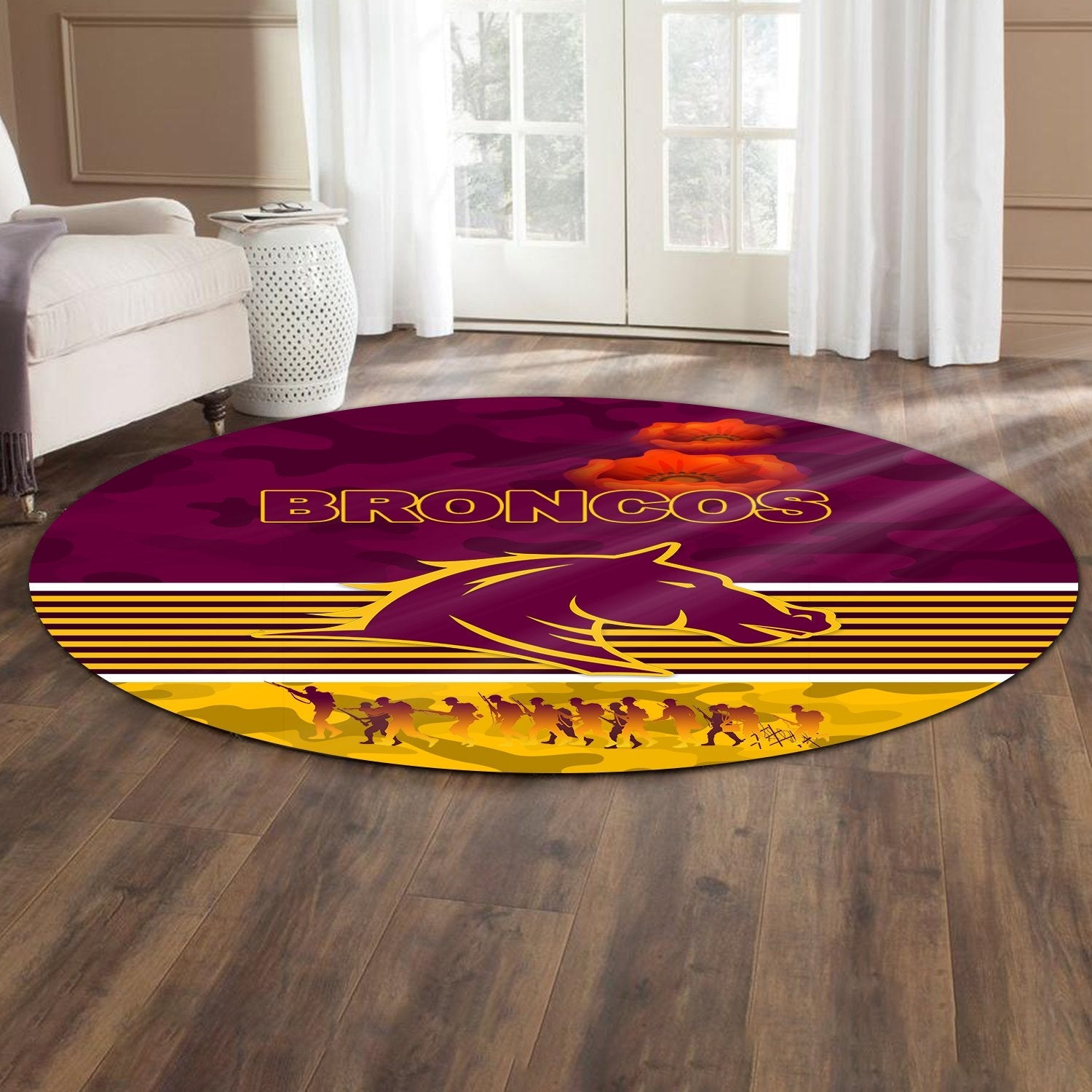 brisbane-broncos-round-carpet-anzac-day-simple-style-maroon