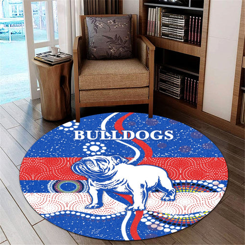 western-round-carpet-bulldogs-unique-indigenous