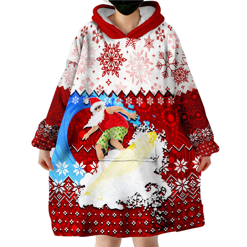 aboriginal-christmas-2022-santa-claus-surfing-wearable-blanket-hoodie-red-style
