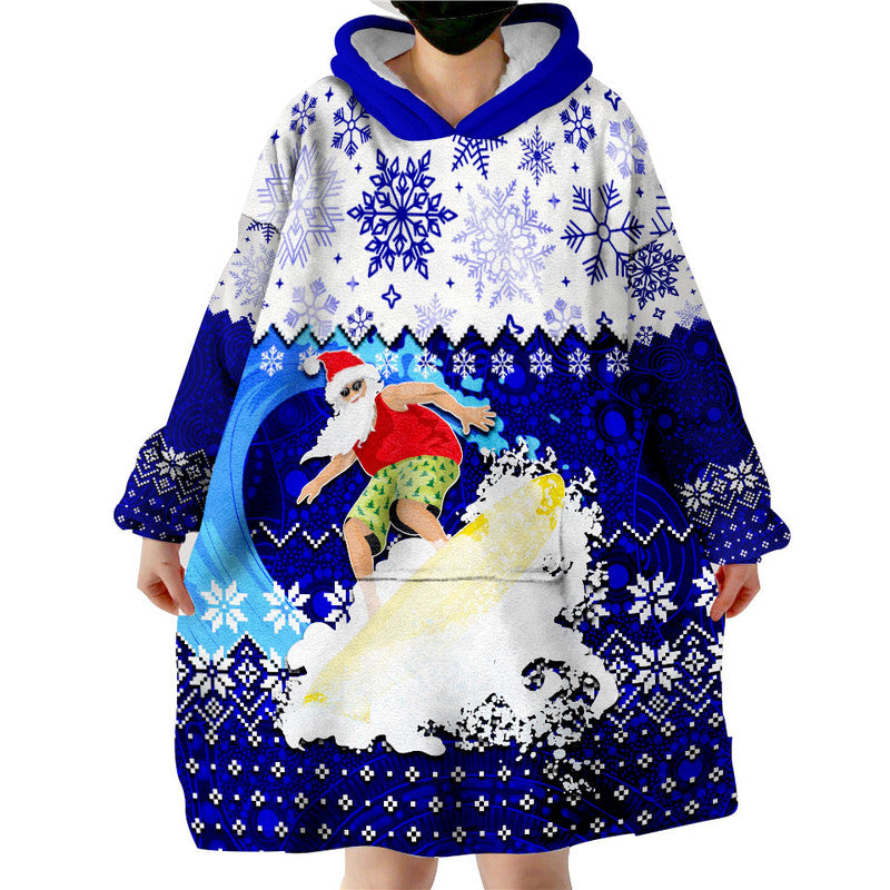 aboriginal-christmas-2022-santa-claus-surfing-wearable-blanket-hoodie-blue-style