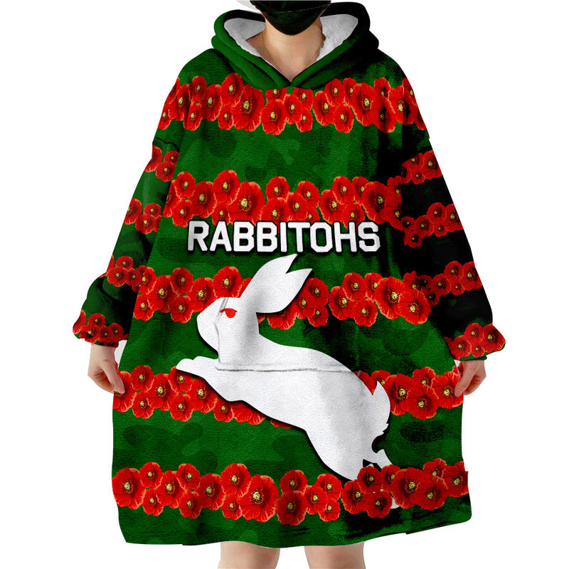 rabbitohs-rugby-wearable-blanket-hoodie-anzac-day-poppy-flowers