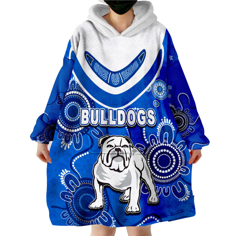 Bulldogs Rugby Aboriginal Boomerang Wearable Blanket Hoodie