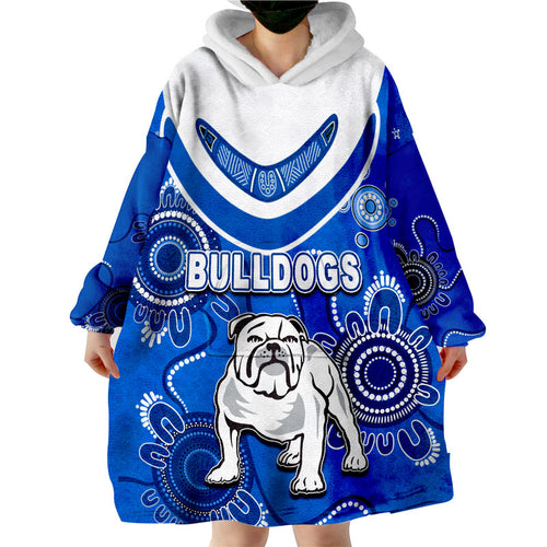Bulldogs Rugby Aboriginal Boomerang Wearable Blanket Hoodie