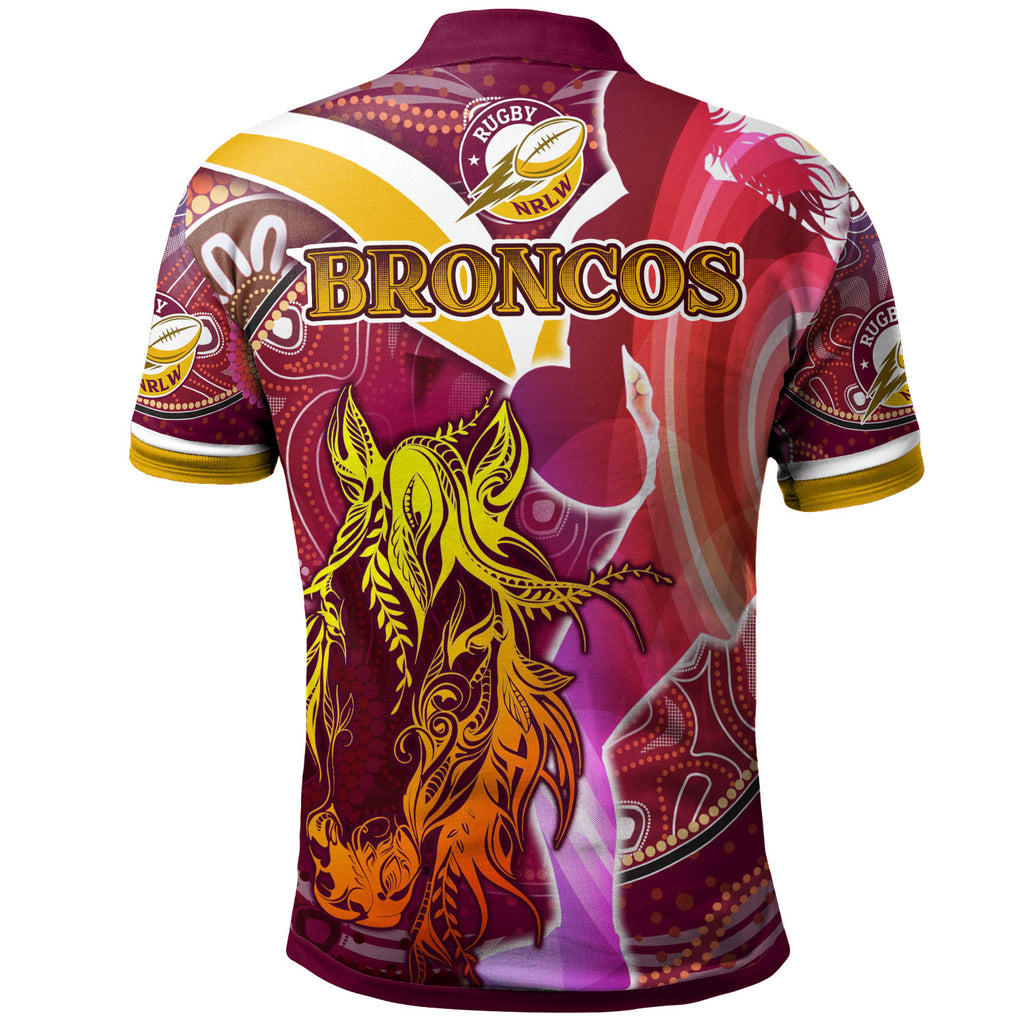 nrlw-broncos-rugby-polo-shirt-custom-rugby-ball-indigenous-aboriginal-broncos-women-polo-shirt
