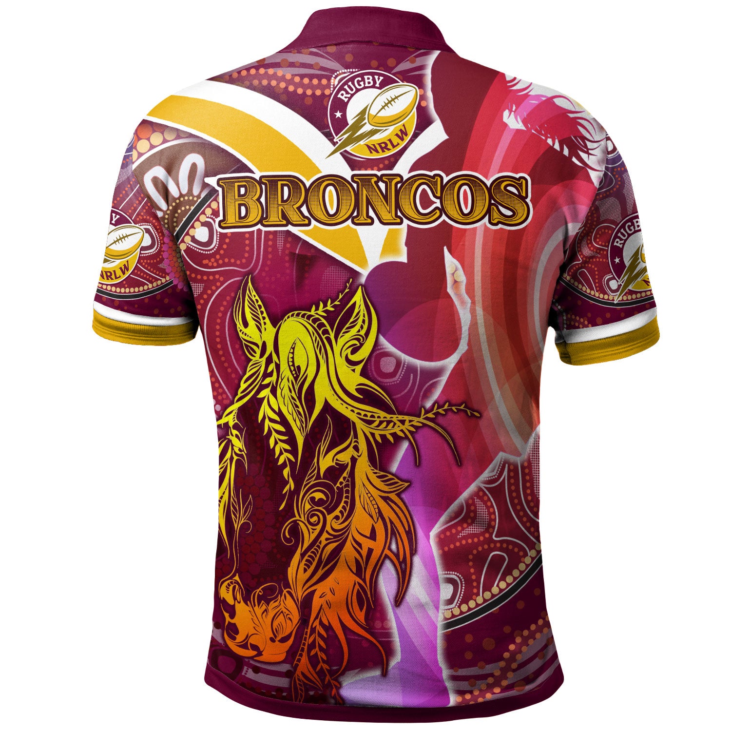 nrlw-broncos-rugby-polo-shirt-custom-rugby-ball-indigenous-aboriginal-broncos-women-polo-shirt