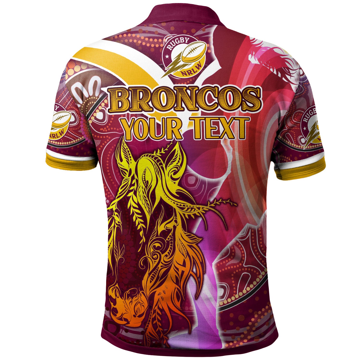 nrlw-broncos-rugby-polo-shirt-custom-rugby-ball-indigenous-aboriginal-broncos-women-polo-shirt