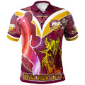nrlw-broncos-rugby-polo-shirt-custom-rugby-ball-indigenous-aboriginal-broncos-women-polo-shirt
