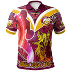 nrlw-broncos-rugby-polo-shirt-custom-rugby-ball-indigenous-aboriginal-broncos-women-polo-shirt