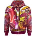nrlw-broncos-rugby-hoodie-custom-rugby-ball-indigenous-aboriginal-broncos-women-hoodie