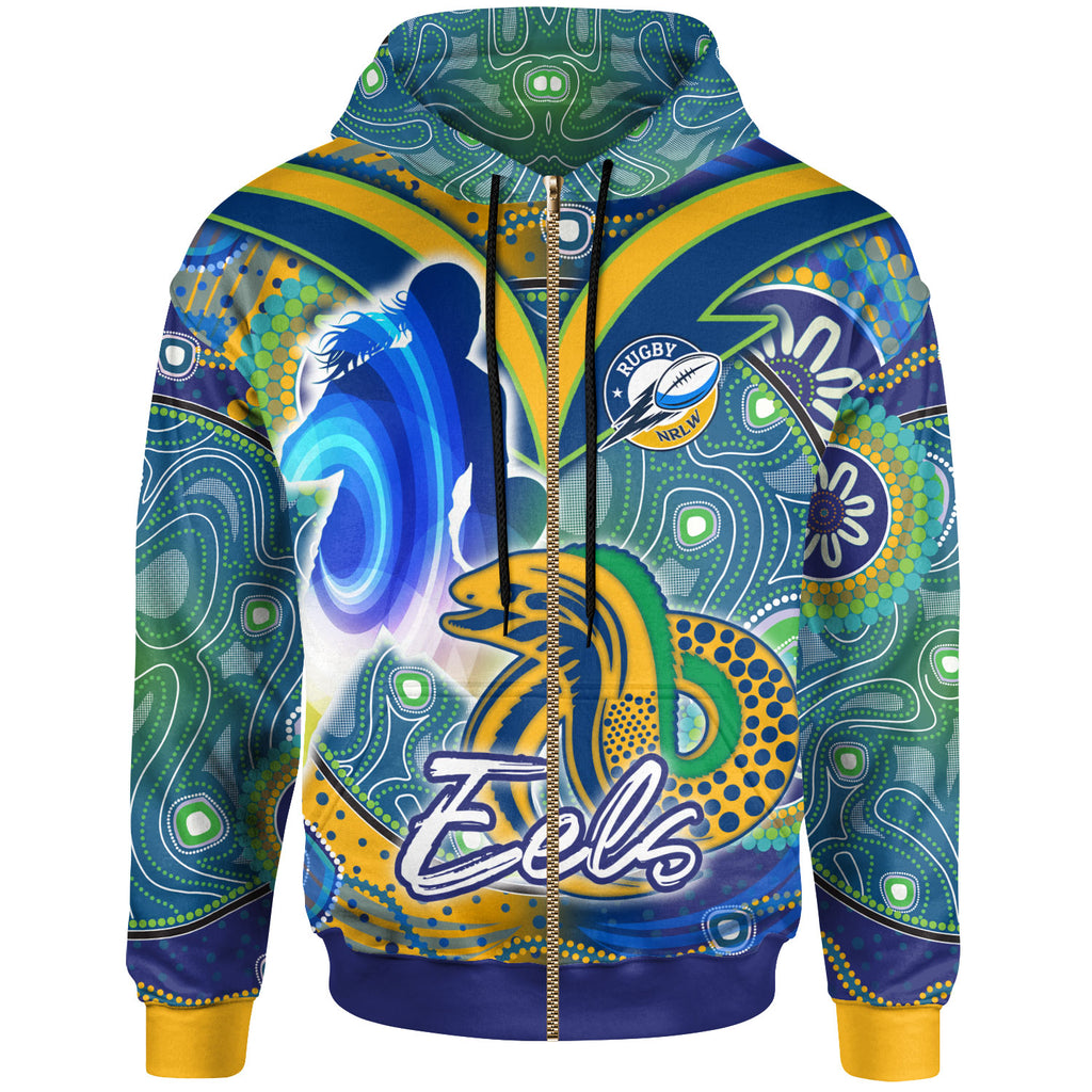 nrlw-eels-rugby-hoodie-custom-rugby-ball-indigenous-aboriginal-eels-women-hoodie