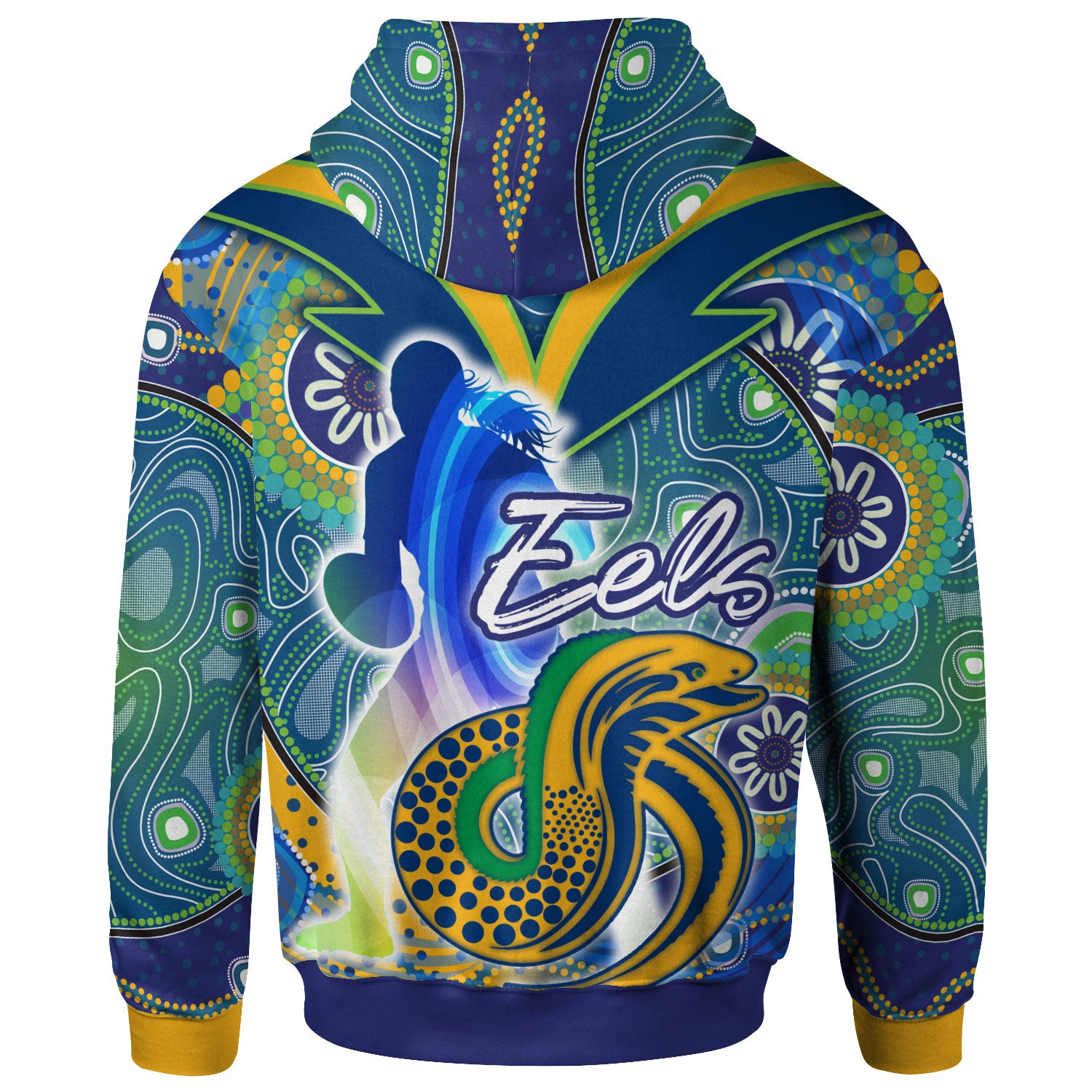 nrlw-eels-rugby-hoodie-custom-rugby-ball-indigenous-aboriginal-eels-women-hoodie