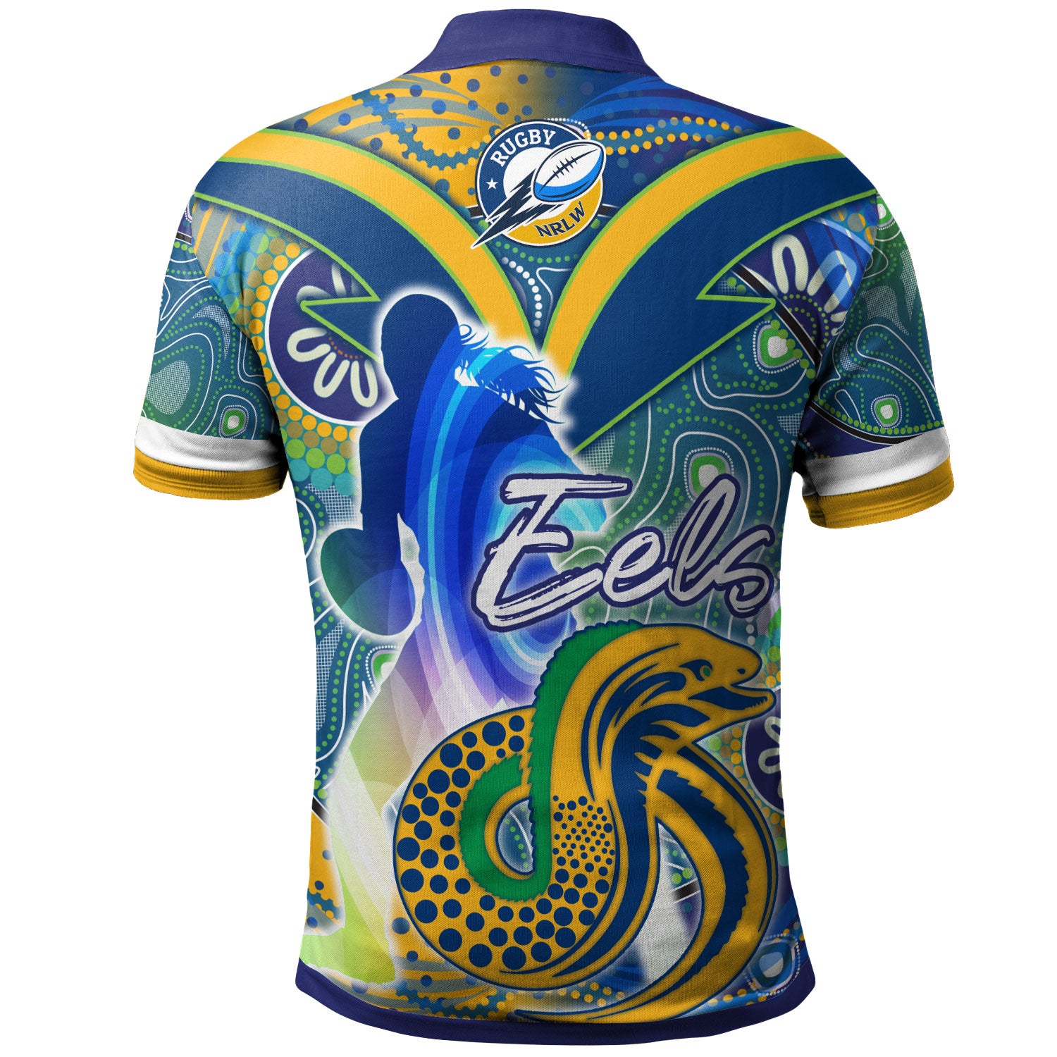nrlw-eels-rugby-polo-shirt-custom-rugby-ball-indigenous-aboriginal-eels-women-polo-shirt