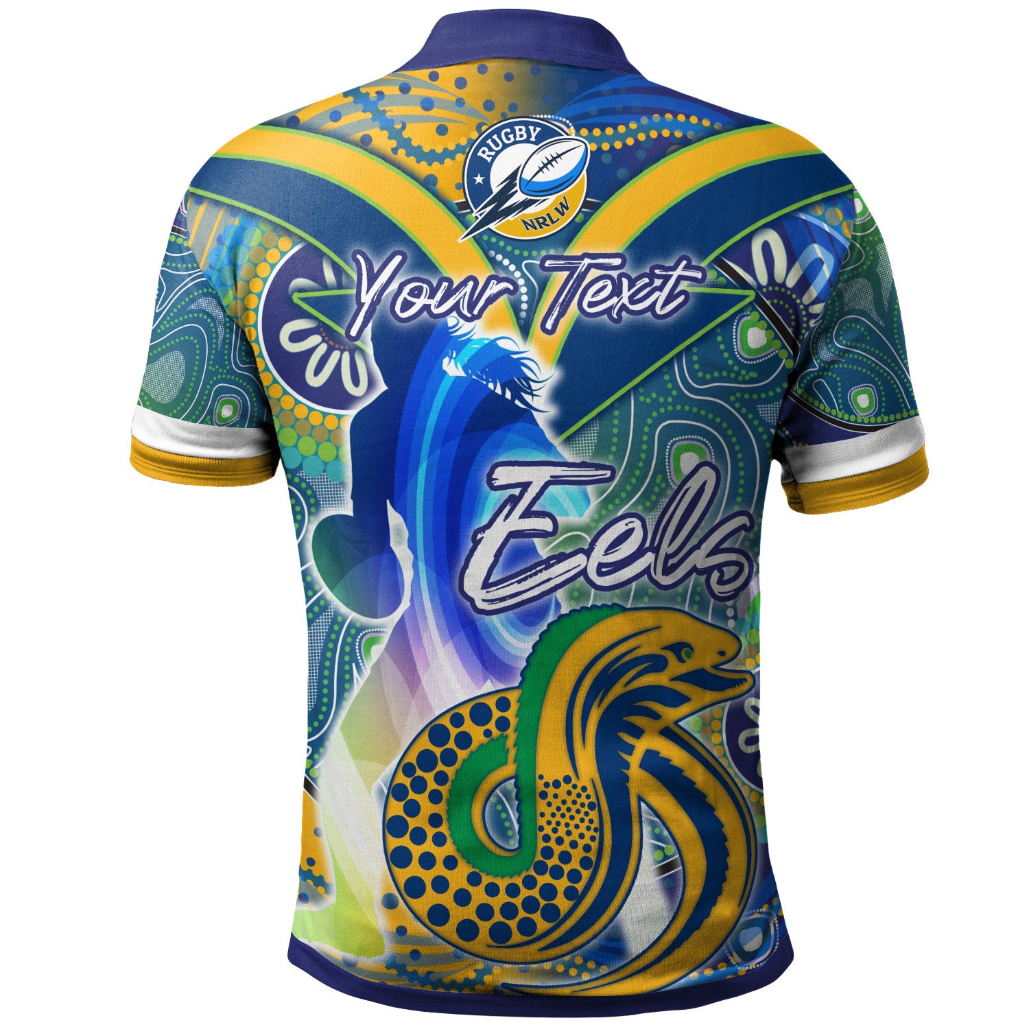nrlw-eels-rugby-polo-shirt-custom-rugby-ball-indigenous-aboriginal-eels-women-polo-shirt