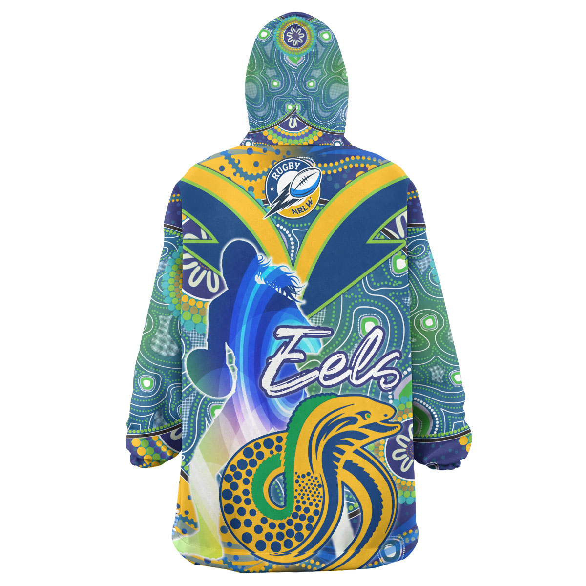 nrlw-eels-rugby-snug-hoodie-custom-rugby-ball-indigenous-aboriginal-eels-women-oodie-blanket