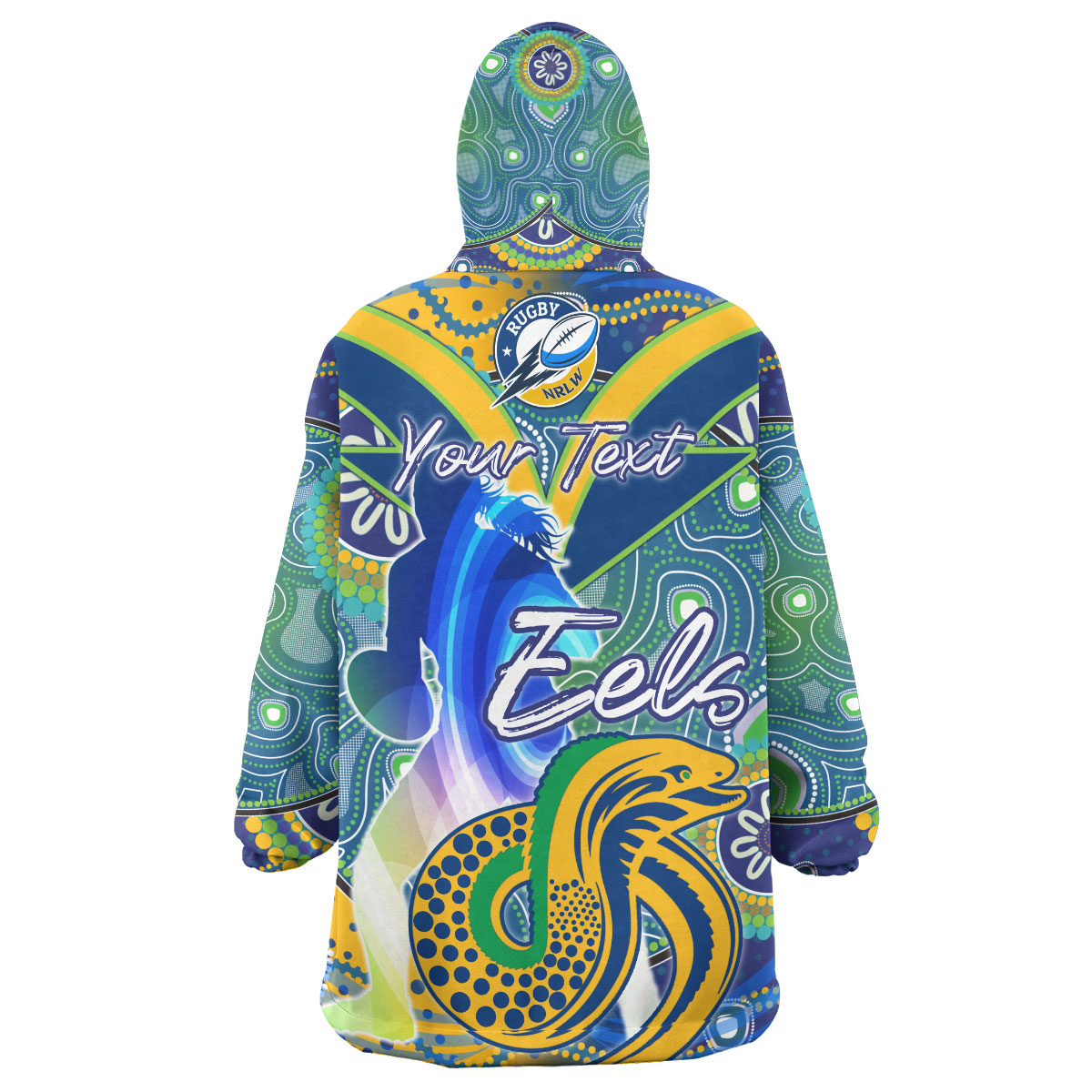 nrlw-eels-rugby-snug-hoodie-custom-rugby-ball-indigenous-aboriginal-eels-women-oodie-blanket